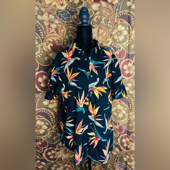 Old Navy Black Tropical Print Shirt - Picture 1 of 6